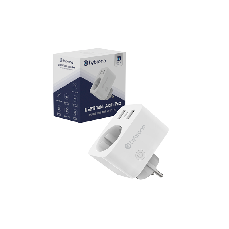 Hybrone USB'li Tekli Akıllı Priz