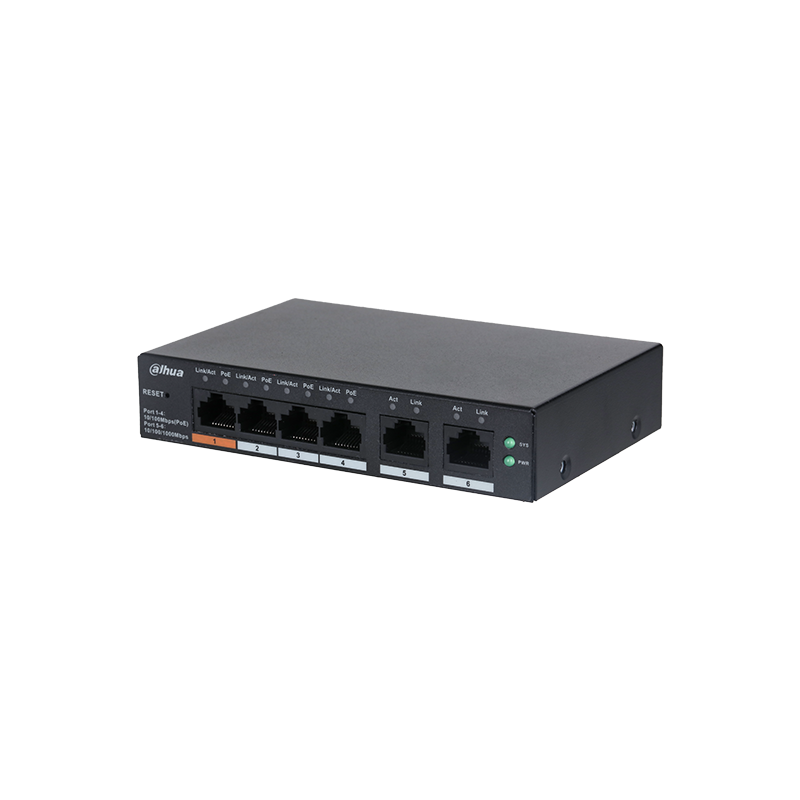 6 Port, 4xFE, 2xGE Uplink Cloud Managed 65W Switch